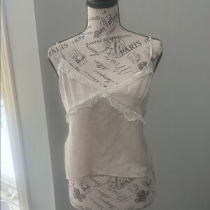 White Fox Boutique Cream Lace Trim Camisole